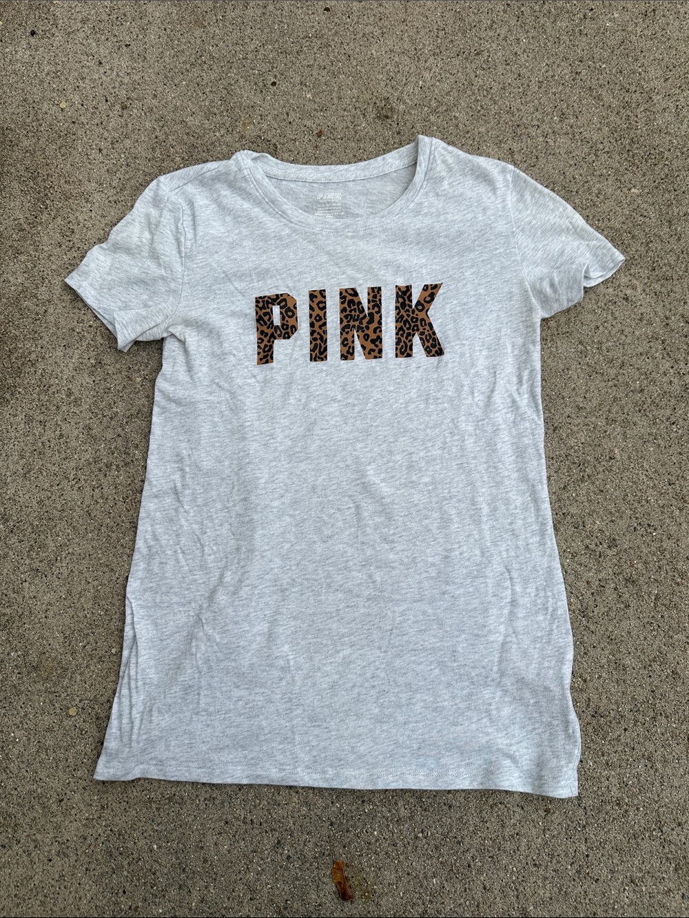 PINK Victoria's Secret Light Gray Tee with Leopard Logo XS was worn